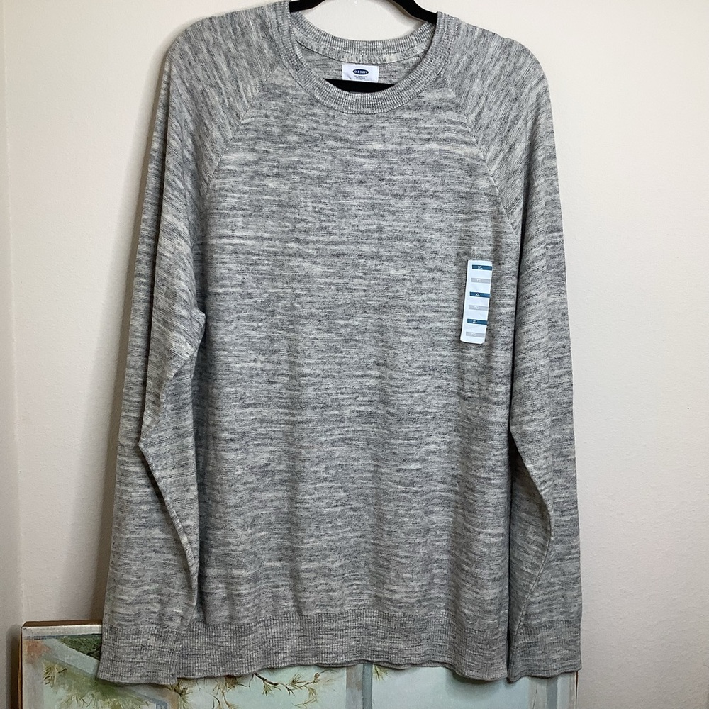 B-NWT Old Navy 100% cotton long sleeve lightweight sweater, light gray, XL